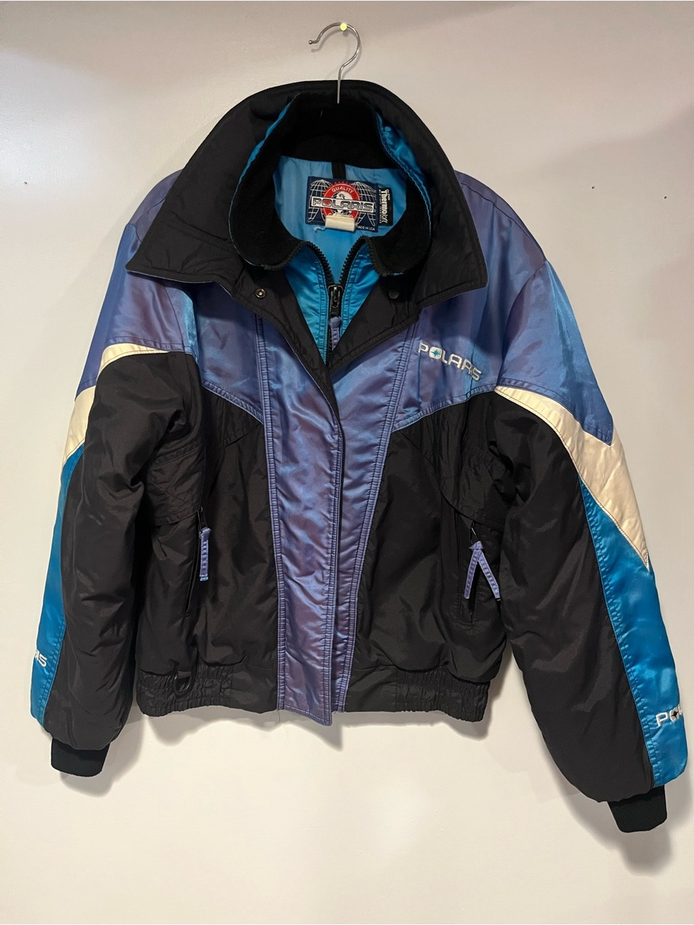 90's Polaris Women’s Colorblock Ski Jacket - Black & Blue